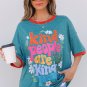 Dusk Blue Kind People are My Kind People Graphic Oversized Tee
