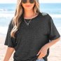 Black Bow Decor Glittery Short Sleeve Top