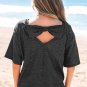 Black Bow Decor Glittery Short Sleeve Top