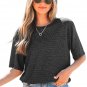 Black Bow Decor Glittery Short Sleeve Top