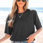 Black Bow Decor Glittery Short Sleeve Top