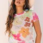 Multicolour Floral Mesh Lettuce Trim Cropped T Shirt