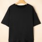 Black Loose Half Sleeve Hi Low Hem T Shirt