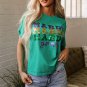 Sea Green Sequin Mardi Gras Letter Graphic T Shirt
