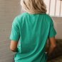 Sea Green Sequin Mardi Gras Letter Graphic T Shirt