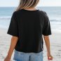 Black Checkerboard Peace Sign Printed Round Neck T Shirt