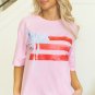 Light Pink Flag Bow Graphic Crewneck Tee