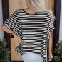 Black Stripe Batwing Sleeve Crewneck Oversized Top