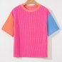 Multicolour Corded Colorblock Crewneck Tee