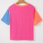 Multicolour Corded Colorblock Crewneck Tee