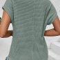 Mist Green Lace Patchwork Waffle Short Sleeve Top