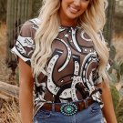 Brown Lucky Horseshoes Graphic Dolman T Shirt