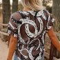Brown Lucky Horseshoes Graphic Dolman T Shirt