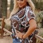 Brown Lucky Horseshoes Graphic Dolman T Shirt