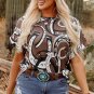 Brown Lucky Horseshoes Graphic Dolman T Shirt