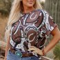 Brown Lucky Horseshoes Graphic Dolman T Shirt