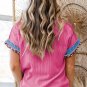 Bonbon Leopard Patchwork Corded Knit Crew Neck T Shirt