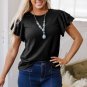 Black Layered Ruffle Short Sleeve Round Neck Top