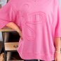 Sachet Pink Floral Patched Half Sleeve Tunic Top