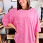 Sachet Pink Floral Patched Half Sleeve Tunic Top