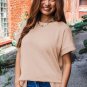 Jet Stream Textured Knit Round Neck Short Sleeve Top