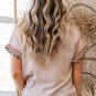 Jet Stream Leopard Patchwork Corded Knit Crew Neck T Shirt