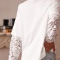 White Lace Long Sleeve Insert Drop Shoulder Tee