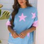 Myosotis Frayed Denim Star Patched Oversize T Shirt