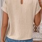 Parchment Solid Color Knotted Hem Short Sleeve Blouse