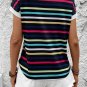 Black Stripe Multicolor Contrast Edge Crew Neck T Shirt