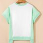 Light Green Color Block Exposed Seam Crew Neck T Shirt