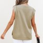 Sage Green Studded Cap Sleeve Round Neck T Shirt