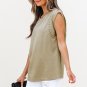 Sage Green Studded Cap Sleeve Round Neck T Shirt