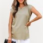 Sage Green Studded Cap Sleeve Round Neck T Shirt