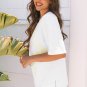 White Star Layered Patched Graphic Drop Shoulder Half Sleeve Loose Tee