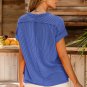 Dark Blue Textured Knit Exposed Stitching T Shirt