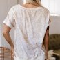 Khaki Leopard Print V Neck Side Slit Loose Fit T Shirt