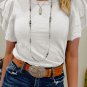 White Layered Ruffle Short Sleeve Round Neck Top