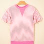 Sachet Pink Contrast Detail Striped Ruffle Short Sleeve Top