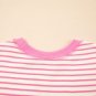 Sachet Pink Contrast Detail Striped Ruffle Short Sleeve Top