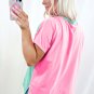 Mint Green Two Tone Half Buttons Collared T Shirt