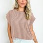 Dark Khaki Twisted Rib Wide Sleeve Crew Neck T Shirt