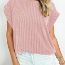 Sepia Rose Twisted Rib Wide Sleeve Crew Neck T Shirt