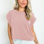 Sepia Rose Twisted Rib Wide Sleeve Crew Neck T Shirt