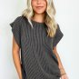 Carbon Grey Twisted Rib Wide Sleeve Crew Neck T Shirt