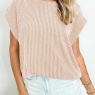 Parchment Twisted Rib Wide Sleeve Crew Neck T Shirt