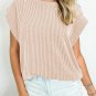 Parchment Twisted Rib Wide Sleeve Crew Neck T Shirt