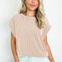 Parchment Twisted Rib Wide Sleeve Crew Neck T Shirt