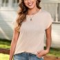 Parchment Twisted Rib Wide Sleeve Crew Neck T Shirt
