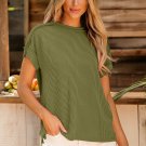 Jungle Green Textured Knit Exposed Stitching T Shirt